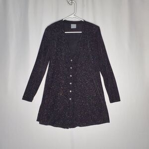 Rabbit Designs 2 Pc Sparkle Mini Dress 6 Black Slinky 90s Glam Grunge Rainbow